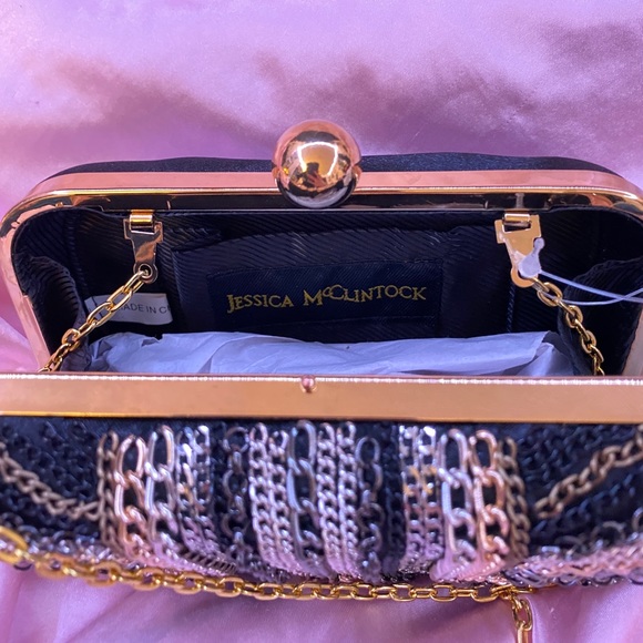 VINTAGE Beaded NEW WITH TAGS Black and Gold Purse - Picture 4 of 6